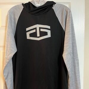 TAPOUT Black and Gray Long Sleeve Shirt with hood.